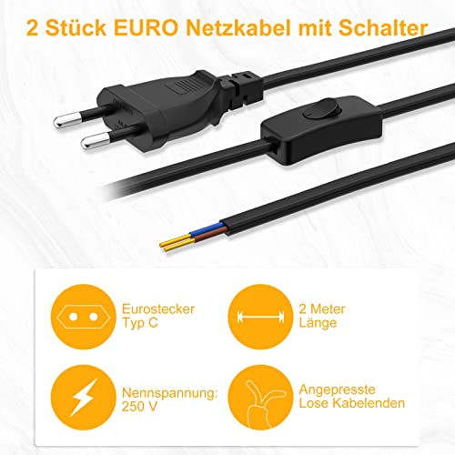 Cable de lámpara con interruptor 2M para iluminar tu dormitorio de forma cómoda en color negro 2