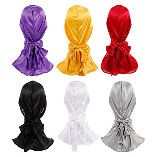 Ipetboom Chemo Hat for Women Silk Pirate Turban Long Tail Wrap Elastic Cap Fashion Wrap for