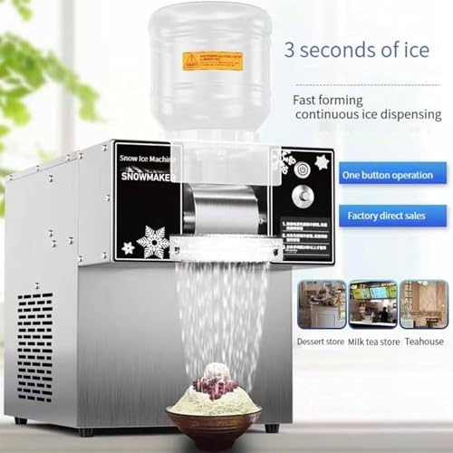 Automatic Snowflake Ice Machine Maker Counter Top, Speed Adjustable Snow Ice Machine, Stainless Steel Shaved Ice Machine