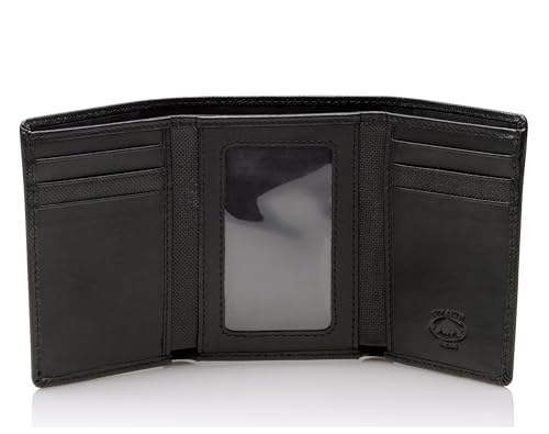 Stealth Mode Trifold Leather Wallet for Men with RFID Blocking