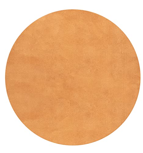 Mia´s Tapis Taos Tapis Moelleux à Poils Courts, Dessous antidérapant, Lavable à 30 degrés, Super Doux, Aspect Fourrure, Terra, 120 cm Rond