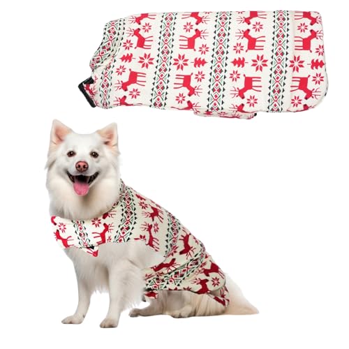 Image of Sage Square Winter Coloured Dog Coat - All-Weather Protection, Windproof, Waterproof Cozy Fleece Lining, Adjustable Straps, Durable, Stylish, Comfortable, Jacket (Red Dear Print, Medium)