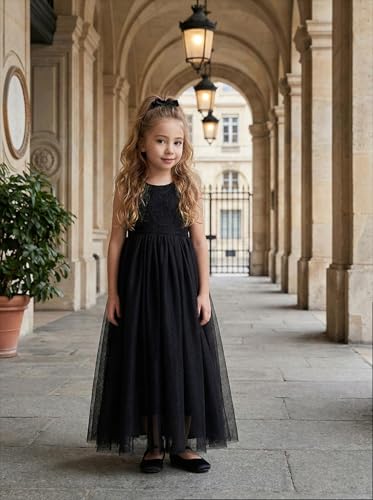 Image of 2Bunnies Girl Peony Lace Back A-Line Straight Tutu Tulle Party Flower Girl Dress