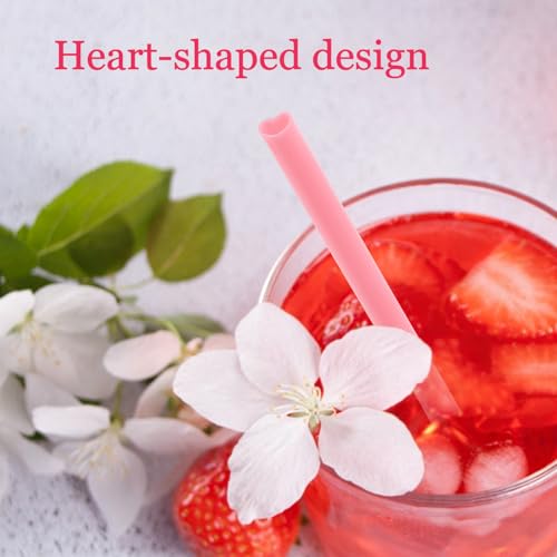 50 pitillos desechables en forma de corazón rosa miniatura 3
