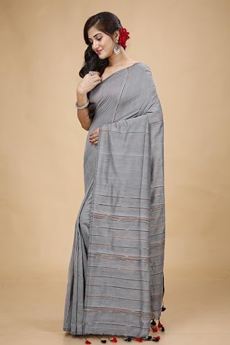 Image of Women's Traditional Bengal Handloom Soft Cotton Khesh Saree