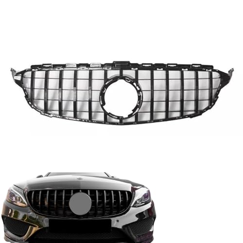 Nerfisle Black Front Bumper Grille Front Upper Grille Grill Upper Replacement Mesh Grille Fit For Mercedes Benz W205 C Class C200 C300 2019 2020 2021 Heat Corrosion Impact Resistant Waterproof Plastic