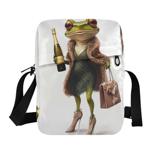 Crossbody Bag Funny Frog Wearing High Heels Messenger Bag for Women Men Purse Shoulder Bag Satchel Bag with Adjustable Strap 214B8932