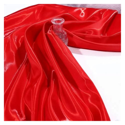 Tissu satin liquide rouge 2m brillant pour robe de soirée couture et décorations de fond événementiel