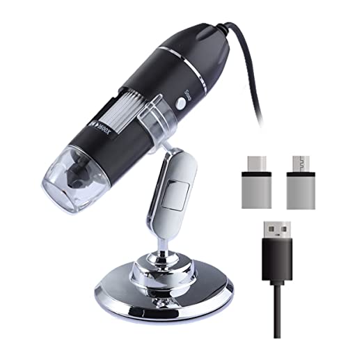 Microscope Adjustable 1600X 2MP 1080P 8 LED Digital Microscope USB Magnifier Electronic Stereo(500X)