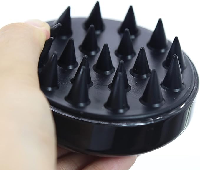 Image of NFI essentials Hair Brush Head Non Electrical Scalp Massager Scrubber, Adults Children Thick /Thin Hair, Mold-Free Solid Silicone for Healthy Hair Growth Dry Scalp Dandruff, Black