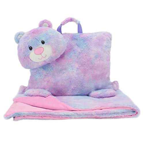 Animal Adventure | Wild for Style| Character Cuddle Combos | 2-in-1 Stow-n-Throw Cuddle Bud with Carrying Handle & Zipper Pouch for Blanket Storage Set Â­â€“ 30" W x 39" H Blanket â€“ Bear