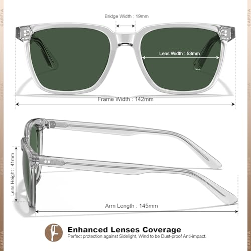 Image of CARFIA Retro Acetate Polarized Sunglasses for Men UV400 Protection Driving Outdoor Anti-Glare Sun Glasses CA5354WS