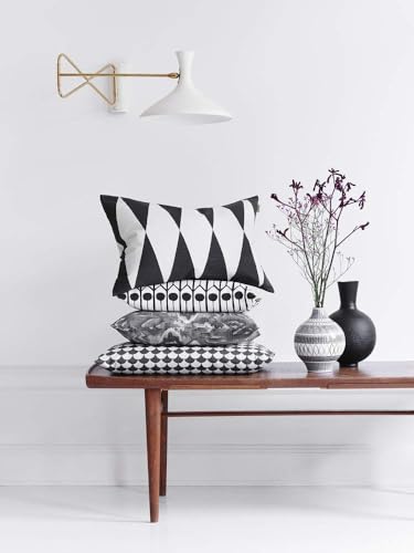 Coussin Déco 60x40 cm Arlequin Noir/Blanc grand format textile maison salon