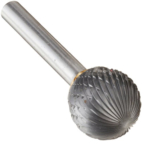 Drill America SD-7 Carbide Burr/Rotary File Ball-End Double Cut for Die Grinder 3/4" Dia. x 11/16" Cut Length with 1/4" Shank and 2-7/16" Overall Length