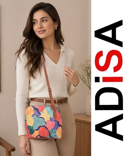 Image of ADISA Women Girls Floral Print Faux Leather Sling Bag Crossbody