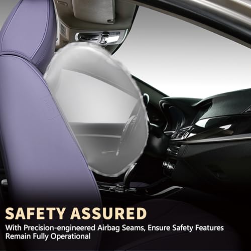 Image of FLORICH Car Seat Cover Full Set, Automotive Seat Covers, Luxury Waterproof Leather Car Seat Protectors, Car Seat Cushions Universal Fit for Most Sedans SUVs Trucks - Purple