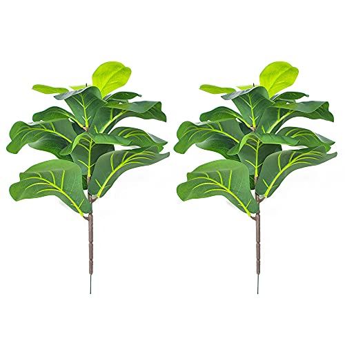 yasoe 2 Piezas de Hoja de ViolíN Artificial Higuera de 19,6 Pulgadas Plantas de ImitacióN Ficus Arbusto Verde para la DecoracióN del Patio de la Boda Al Aire Libre