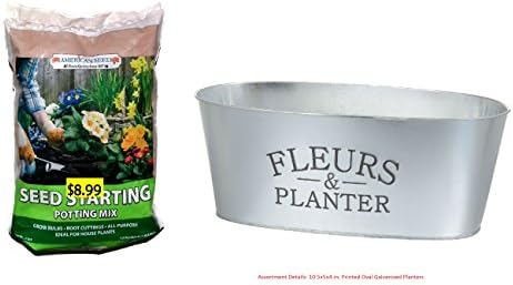 my good store Oval Galvanized Planters Small Metal Succulent Plant Container with Seeds Starting Potting Mix 3.2 oz bag