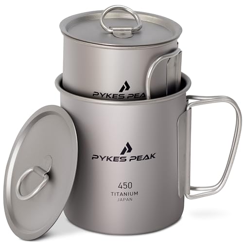 PYKES PEAK(パイクスピーク) チタンマグ フタセット 日本製 MADE IN JAPAN 燕三条産 直火で使える チタン マグカップ キャンプ アウトドア 直火にも使える燕三条産チタンマグ極 300+450 2個セット