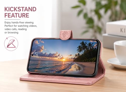 Image of TELETEL Butterfly Magnetic Closure Wallet Card Holder Flip Case for Vivo V50 5G|Mobile Cover|Back Flip Cover - Pink