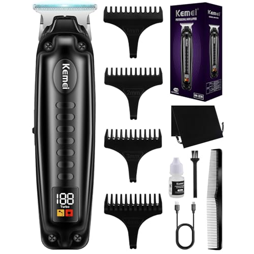 KEMEI Professional Hair Clipper for Men, Cordless Barber Haircut Machine, Electric T-Blade Zero Gapped Trimmer, Wireless Haircut Machine, Rechargeable Precision Trimmer for Family & Barbers KM-1578