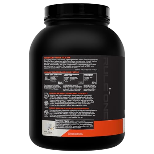 Image of Rule 1 Proteins R1Protein Whey Isolate, Vanilla Creme, 45 Servings | 25g of Protein from Whey Isolates and Hydrolysate isolates for Workout Recovery and anytime use