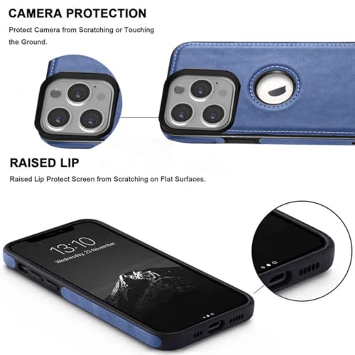 Image of KARWAN️ Genuine Leather Finish iPhone 16 Pro Max Back Cover Case |Shockproof Design |Raised Edges for Camera & Screen Protection |Super Soft - Touch |Leather Case for iPhone 16 Pro Max - Blue