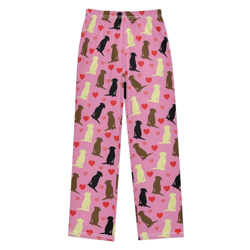 Beagle Love Heart Boys Long Pants Soft Trousers Elastic Waist Kids Lounge Bottoms with Pockets S-XL