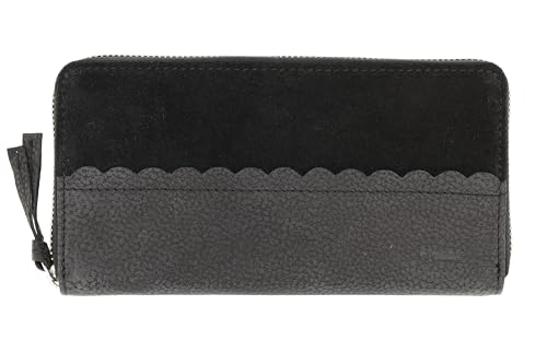 Portefeuille en cuir pour femme RFID noir grand format cadeau de Noël