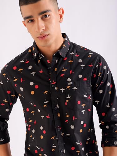 Image of The Indian Garage Co Men's Cotton Regular Fit Conversational Printed Full Sleeves Spread Collar Casual Shirt