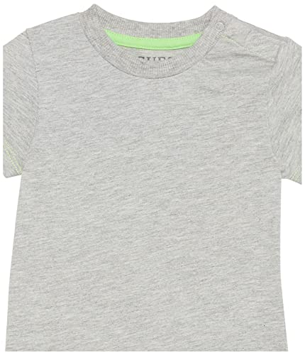 Guess Baby Boys Embroidered Logo Melange Jersey Bodysuit And Knit Denim Shortall 2 Piece Set, Light Stone Heather, 18 Months Us #TOP1