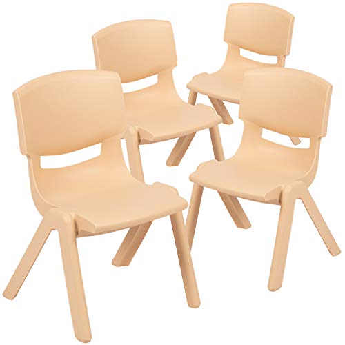 Image of EMMA + OLIVER Natural Plastic Stackable School Chair, 10.5 inch Seat, 4-Pack