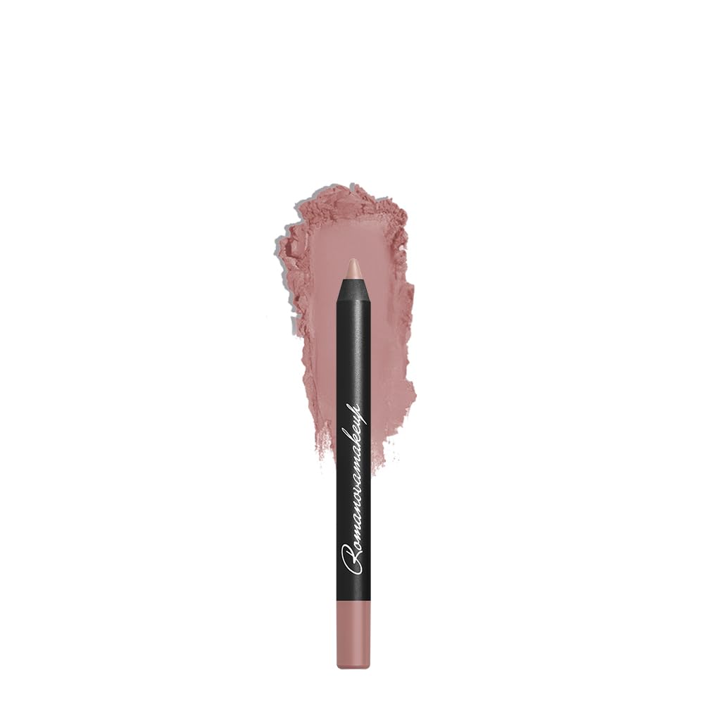 RomanovamakeupSexy Contour Lip Liner FIRST DATE mini NUDE PINK SHADE to Pair with Vintage Rose Lipstick. Smooth, Long Lasting Lip Pencil to Create Natural-looking, Visually Full Cool Toned Lips.