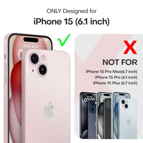 Image of TAURI for iPhone 15 Case, Compatible with MagSafe [Anti-Yellowing] with Screen Protectors, Military-Grade Protection, Shockproof Slim Magnetic Phone Case for iPhone 15 6.1 inch, Pink | with Screen Protector, Not-Yellowing Military-Grade Protection, Shockproof Slim Magnetic Case for iPhone 15