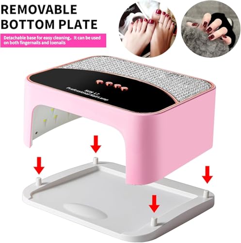 Image of COSTICA | 268W Led Uv Nail Lamp Gel Nail Light Uv Dryer with 4 Timers | Professional Quick Curing Lamp | Nail Art Tools with Rhinestone | (White,Pink)