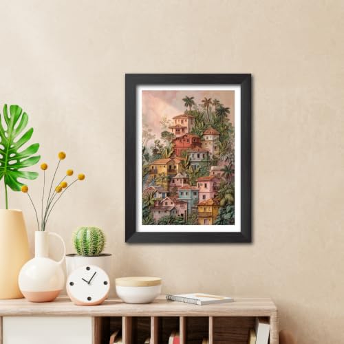 Image of TenorArts Architecture Art 3D Clay Textured Digital Art Print Photo Frame, Modern Art Abstract Painting For Bedroom Living Room Home and Cafe Decor | Minimal Drawing Black Framed Posters for Decoration (9x12 inches) [CL-S10]