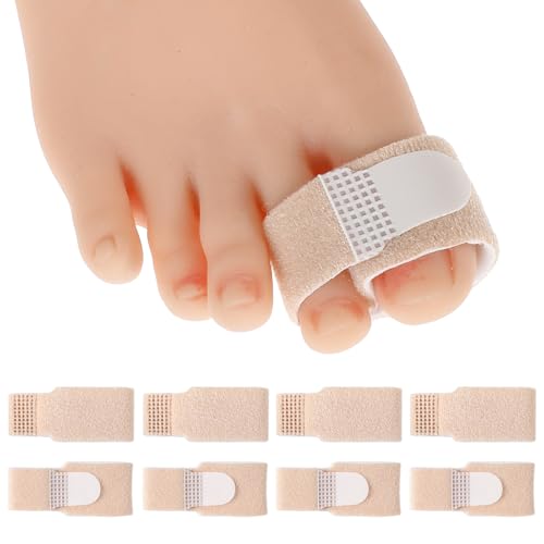 Wanmu 8 Pcs Fabric Hammer Toe Corrector, Reusable Fabric Buddy Toe Wraps, Fabric Hammer Toe Wraps Toe Bandages Protectors Toe Splints for Crooked Toes, Curled Toes, Bent Toes and Broken Toes