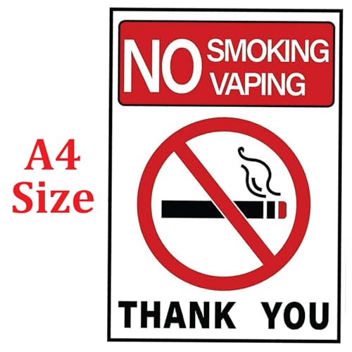 Image of CVANU NO SMOKING VAPING THANK YOU Warning Safety Self-Adhesive Waterproof PVC Vinyl Sign Sticker Size (11.7inchX8.3inch) Pack of 15