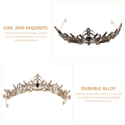 Tiara negra barroca de aleación con gemas de imitación elegantes 7
