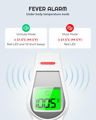 Image of MugeTree No-Touch Forehead Thermometer for Adults and Kids Digital Baby Thermometer 2 in 1 Forehead & Object Thermometer Fever Alarm & Silent Mode Baby Essentials Non Contact