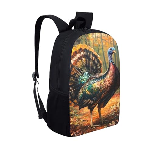 Dellukee Kids School Bag Wild Turkey Print Middle School Student Backpack For Boys Girls Fashion Large Daypack Bookbag2