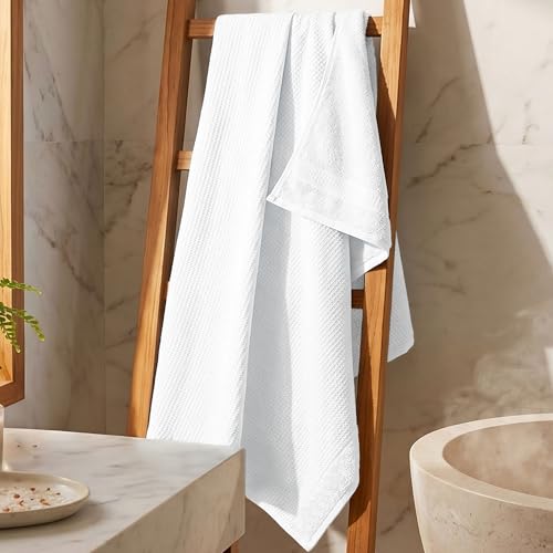 Image of MYTRIDENT Towels for Bath, Finesse Fashion Premium Towel Collection, 100% Cotton Towel, 1 Bath Towel for Men /Women, Highly Absorbent Towels for Bath, 600 GSM, White