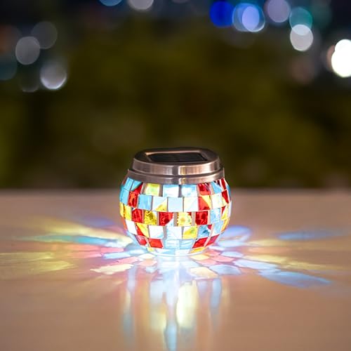 Garden Mile Solar LED Mosaic Jar Light Multi Coloured Lantern Outdoor Lighting for Garden Light Up Table Top Decoration Small Outdoor LED Garden Lamp Garden Mile Solar LED Mosaic Jar Light Multi Coloured Lantern Outdoor Lighting for Garden Light Up Table Top Decoration Small Outdoor LED Garden Lamp