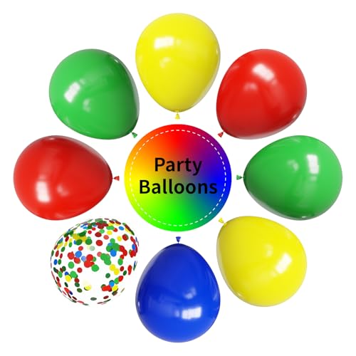 Image of YMSZ Red Blue Green Yellow Balloons, 67pcs 12 Inch Colorful Latex Balloons for Birthday, Baby Shower, Carnival Circus Party Decorations