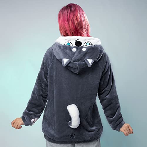 Cosfun Cute Shiba Inu Husky Hoodie Coral Velvet Sweatshirt Upgrade Ver.mp006146 (X-Large, Gray) #TOP3
