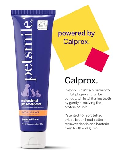 Petsmile Professional Pet Teeth Brushing Kit for Cats & Dogs - Only VOHC Accepted Toothpaste & Patented Toothbrush - Proven to Control Plaque & Tartar Calprox Formula (Say Cheese, 119 g, 4.2 Oz) - Image 4
