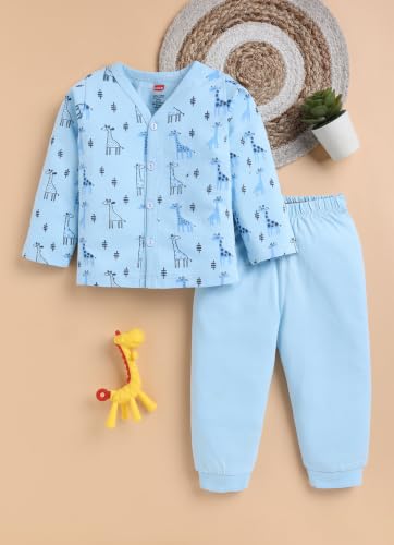 Image of LuvLap Baby Boys & Girls Regular Fit 100% Cotton Half Sleeves Jhabla & Shorts Set Pack of 2