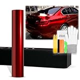 20'x60' (1.6FTx5FT) PET Super Gloss Metallic Cherry Red High Glossy Vinyl Wrap Auto Car Sticker Decal Film Sheet Bubble Free Air Release Technology with Tool Kit