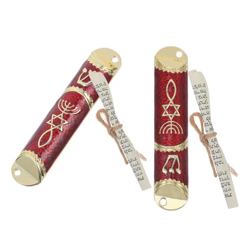 Abaodam 2 Juegos de Mezuzá Judía para Puerta con Rollo Kosher, Diseño Elegante en Aleación de Zinc y Papel, Símbolo de Fe Judía y Bendición Hogar en Bodas