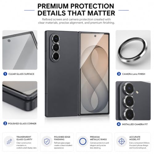 Image of FIRST MART Tempered Glass for Samsung Galaxy Z Fold 8 Ultra 5G with Black Camera Ring Guard & Installation Kit | HD Clear Edge-to-Edge Screen Protector, Scratch Resistant, Case-Friendly | Pack of 1